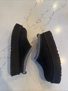 UGG Black Platform Clog with Contrast Stitching
